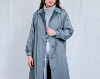 Gray trench vintage 80s SOLFIX AG Shweiz spring coat autumn women women XL