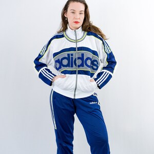 ADIDAS Tracksuit Vintage 90s Blue White Athletic Set Women Jogging M L Etsy