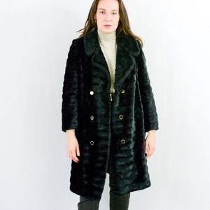 Zwarte faux fur vintage jaren &#39;90 jas jas winter vrouwen S / M