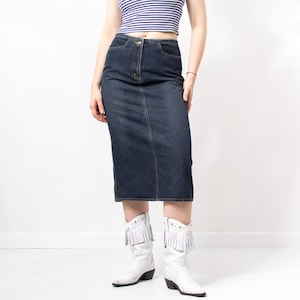 Vintage Y2K midi denim skirt women size M/L image 1