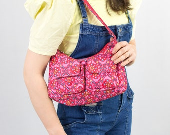 Printed y2k shoulder bag pink floral handbag