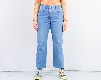 Calça jeans boyfriend vintage dos anos 90, calça jeans azul, perna larga, grande