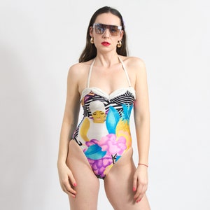 Retro swimsuit vintage one piece Maryan printed swimming women size M/L