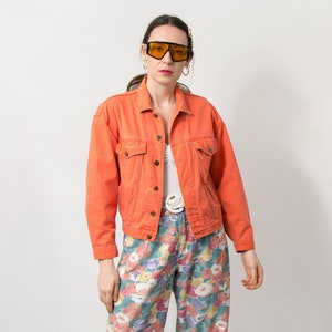 Orange cropped jean jacket new arrivals