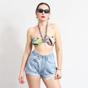 Bikini top vintage rainbow retro swimwear woman