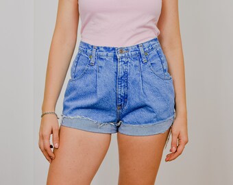 Vintage Shorts Cut off Blue Denim High 