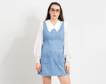 john baner denim dress Vintage JOHN BANER Women Denim/Jeans Blue Dress Robe Sleeveless Size US 8/UK 12