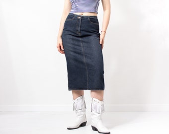 Vintage Y2K midi denim skirt women size M/L