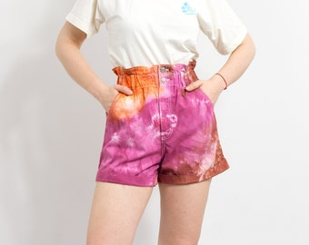 Tie dye shorts super high waist vintage summer festival women size M/L