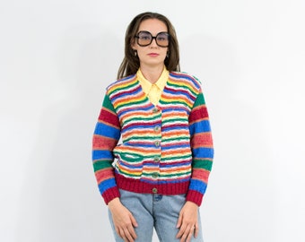 Rainbow cardigan vintage striped sweater size L