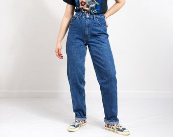 RIFLE 90s mom jeans extra long leg tapered high waist denim blue size W30 L34