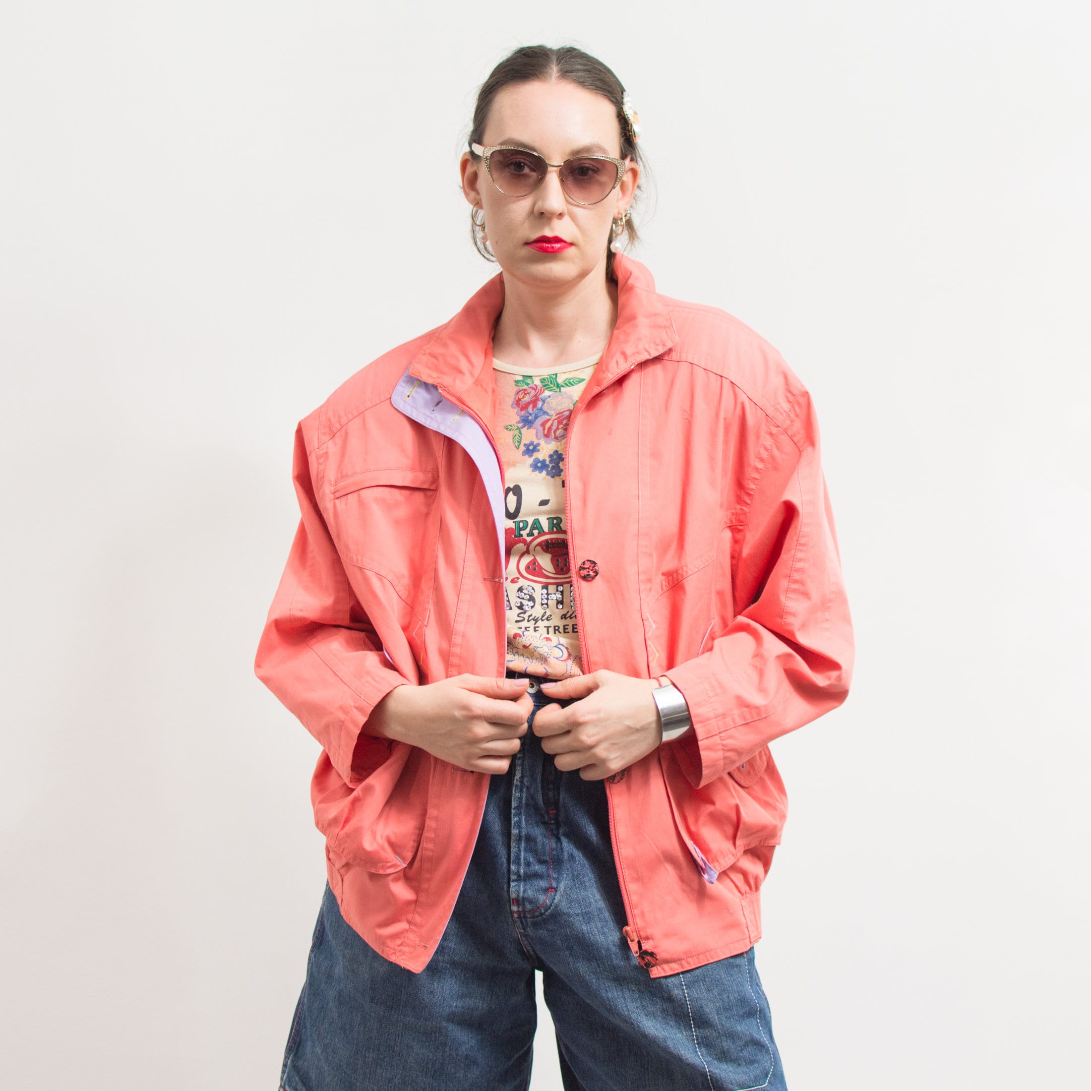 Vintage 80's Oversized Jacket Windbreaker Women Size L - Etsy Israel