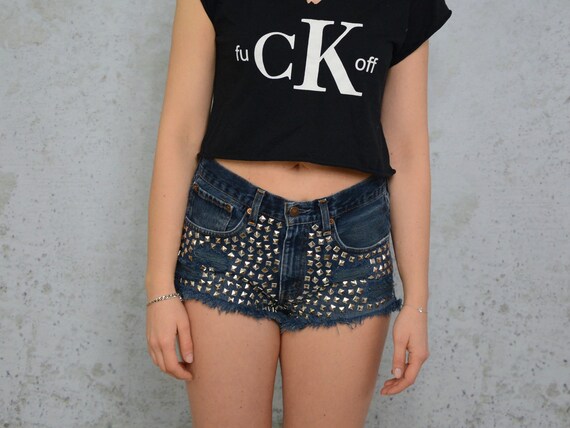 Studded shorts Levis Vintage High waisted distres… - image 3