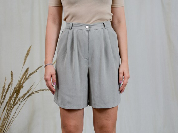 Gray pleated shorts W28 plaid bermuda vintage sup… - image 2