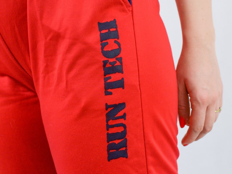 Red track pants 90s vintage sweatpants old school training gym athletic M/L image 5