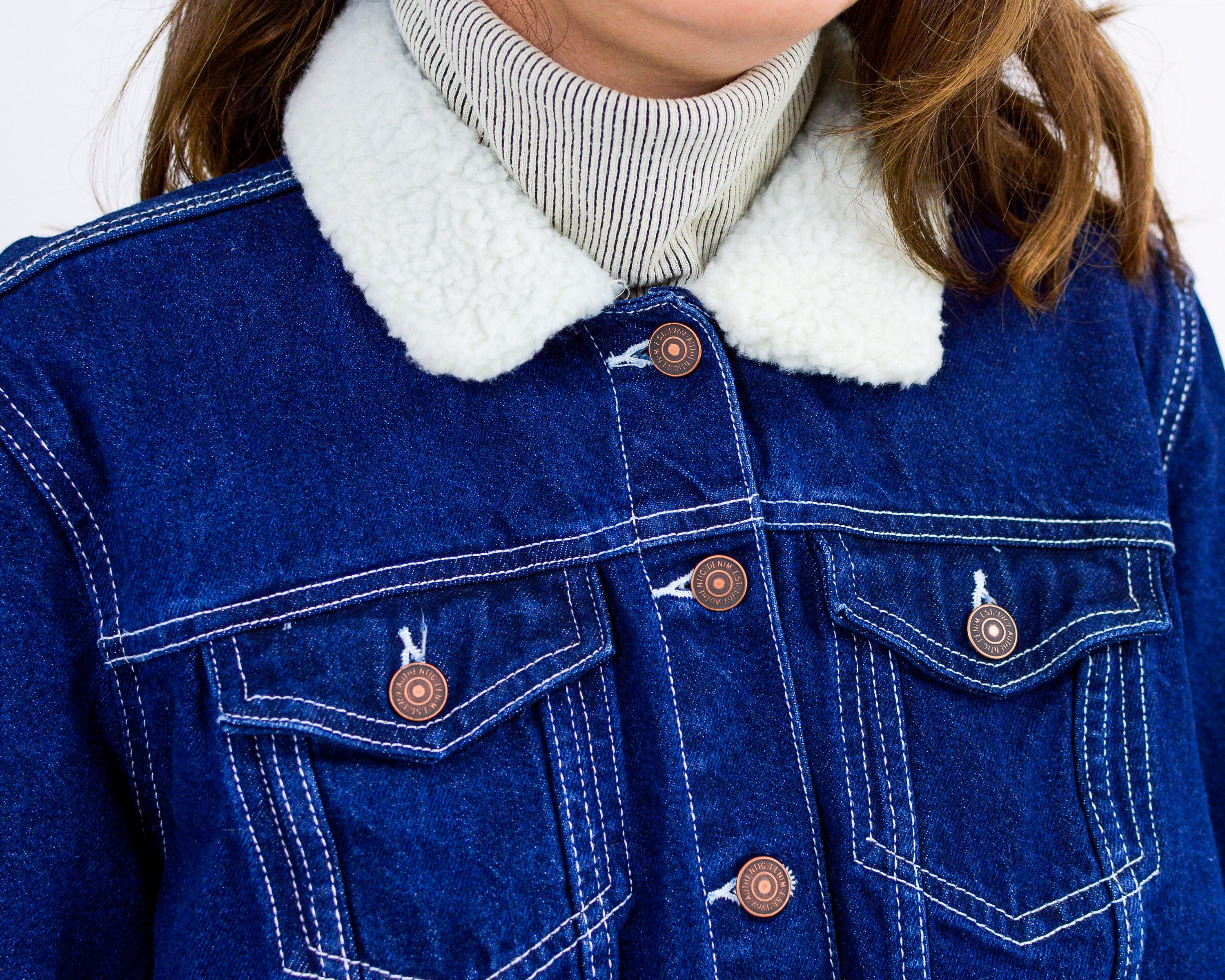Blue Denim Jacket Cropped Vintage Jean 