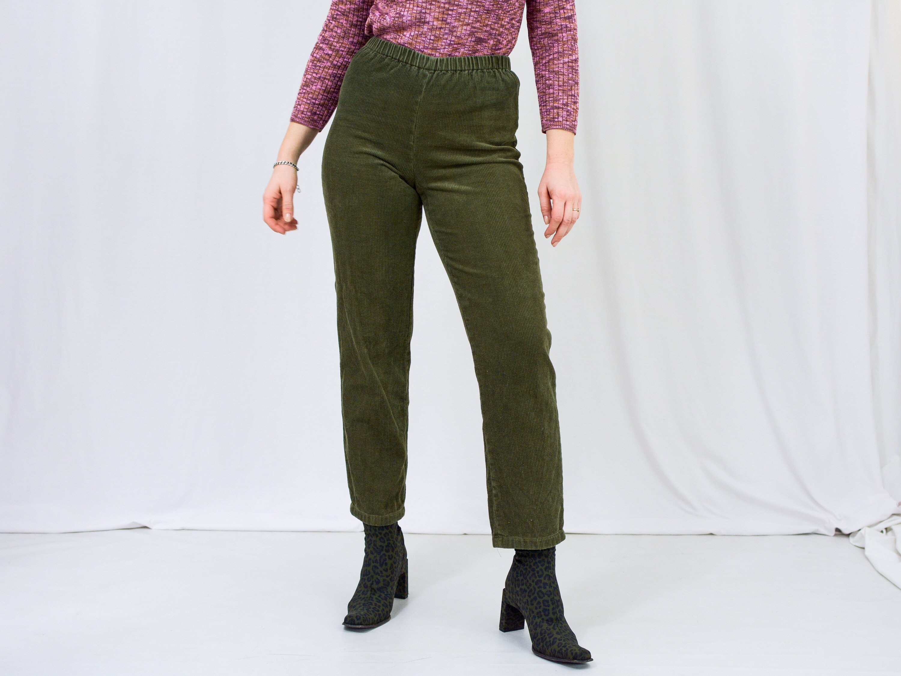 high waisted green corduroy pants