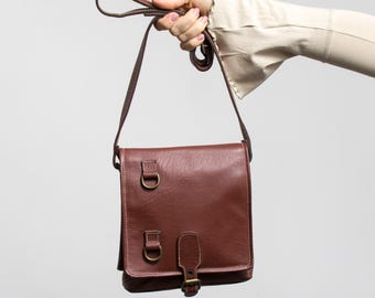 Bolso bandolera de cuero vintage marrón