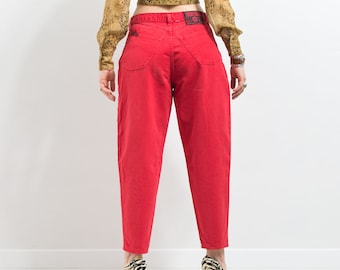 Jeans mamá rojos vintage 90's denim pierna cónica cintura alta XL/XXL