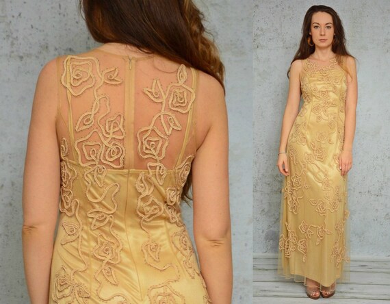 gold bohemian dress