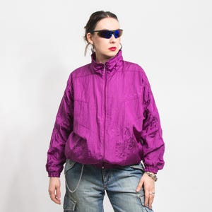 80&#39;s Adidas track jacket Vintage purple women size M/L