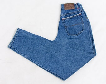 90's mom jeans vintage blue denim zip fly tapered leg women size S/M