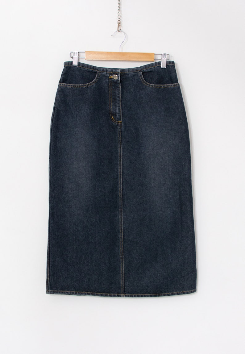 Vintage Y2K midi denim skirt women size M/L image 9