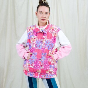 Sleeveless jacket Hunting Fashion printed vest floral activewear pink 90s vintage L-XXXL
