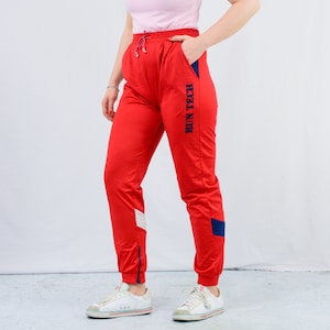 Red track pants 90s vintage sweatpants old school training gym athletic M/L image 1