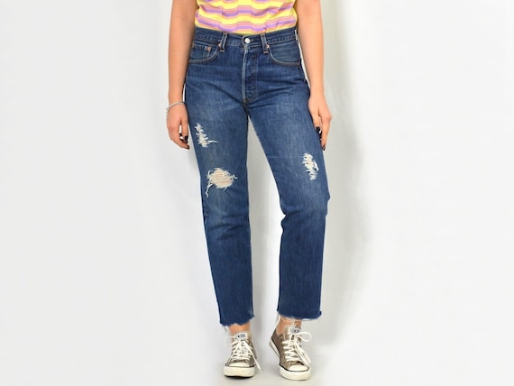 Levi's 501 jeans distressed vintage gaten broek straight | Etsy Nederland