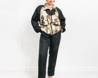 Vintage 80s Silk Tracksuit | Athletic 2 Piece Set | women's size L/XL