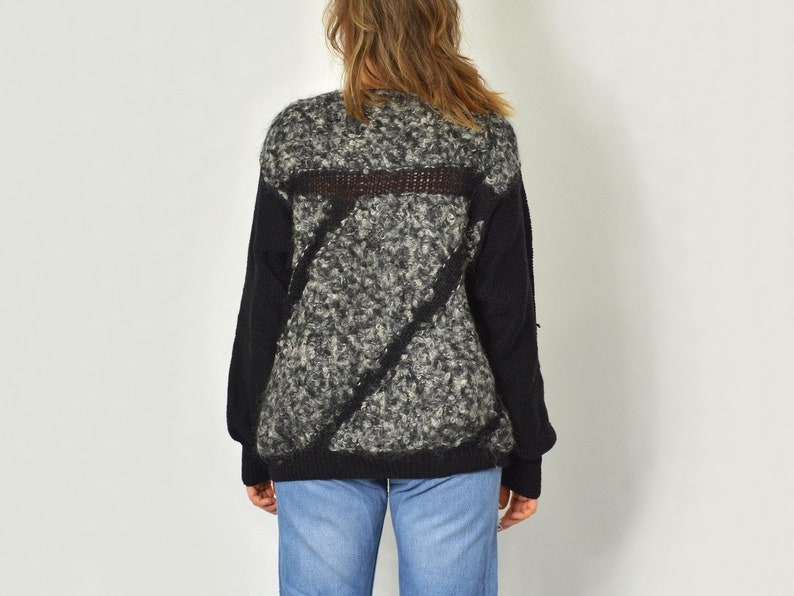 Hairy sweater Vintage Black pullover hairy gray 90s oversized XLXXL