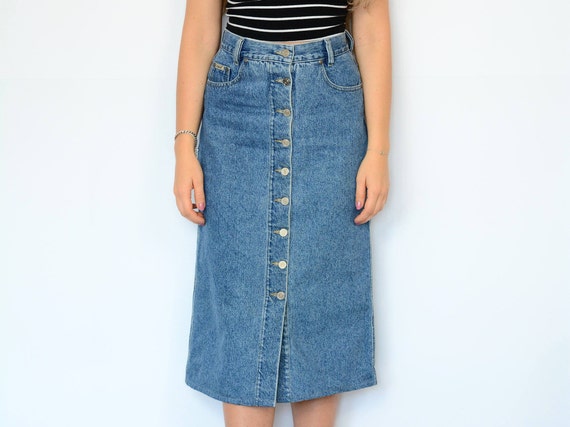 jean button up skirt