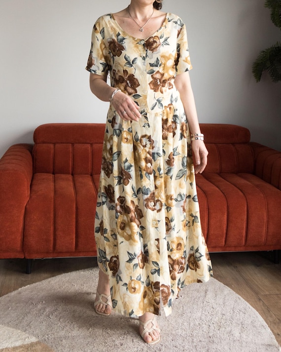 navy blue dress for baby girl Vintage 1990s Deadstock Dark Autumnal Floral Rayon Long Sleeve Button – Ian  Drummond Vintage