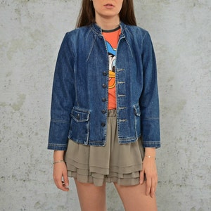 Tommy Hilfiger denim jacket vintage hipster coat Rocker jean button up women M Medium size image 4