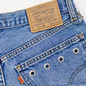 Levis boyfriend shorts W34 reworked denim keyring distressed custom vintage cutoffs destroyed blue keychain XL image 4