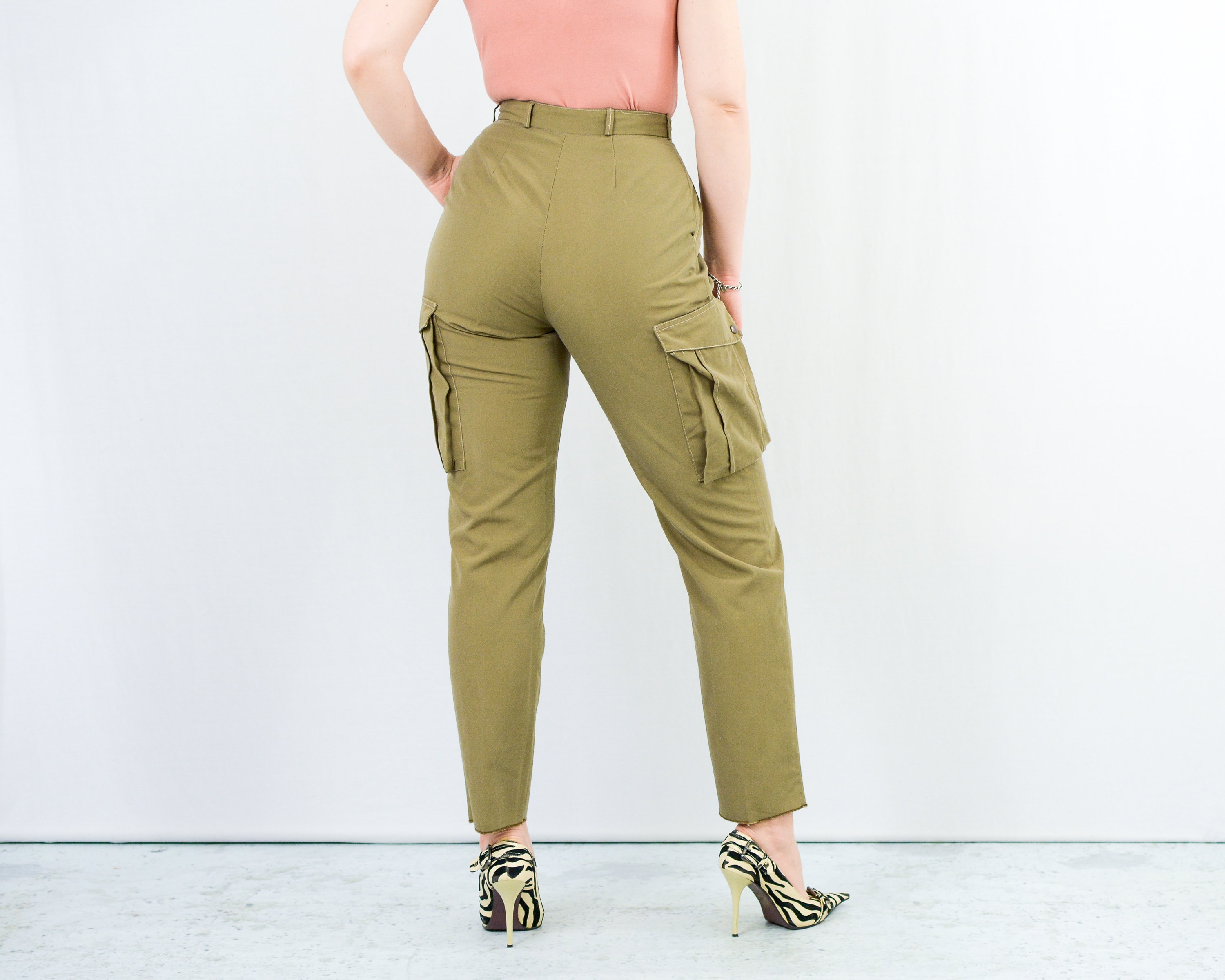 Military Pants Vintage Khaki Tapered 