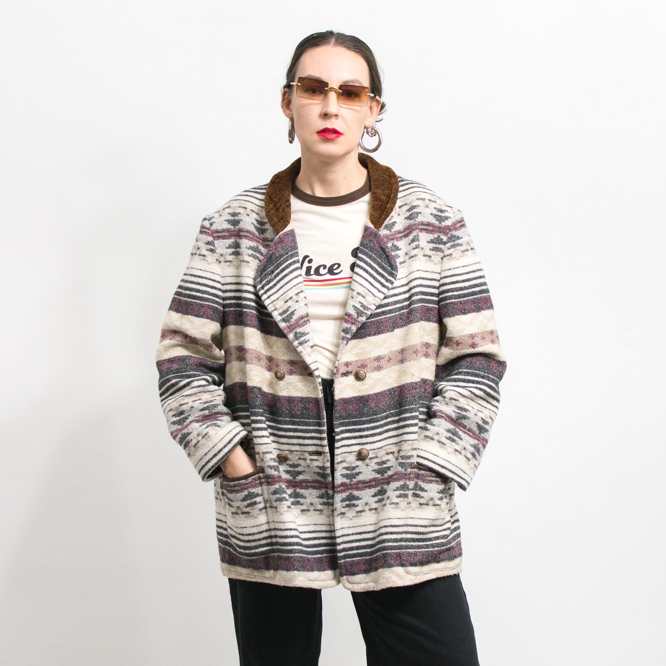 Vintage 90's Southwestern Style Jacket Aztec Blanket Women Size