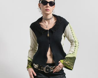 Save The Queen! Cardigan Vintage Y2K Zip Sweater Fairycore XL