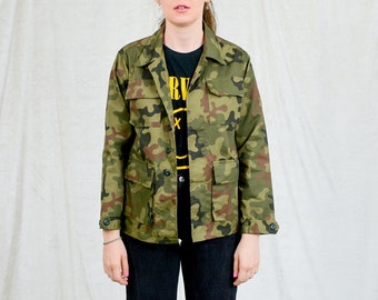 Camo jacket military shirt army uniform camouflage parka vintage S/M