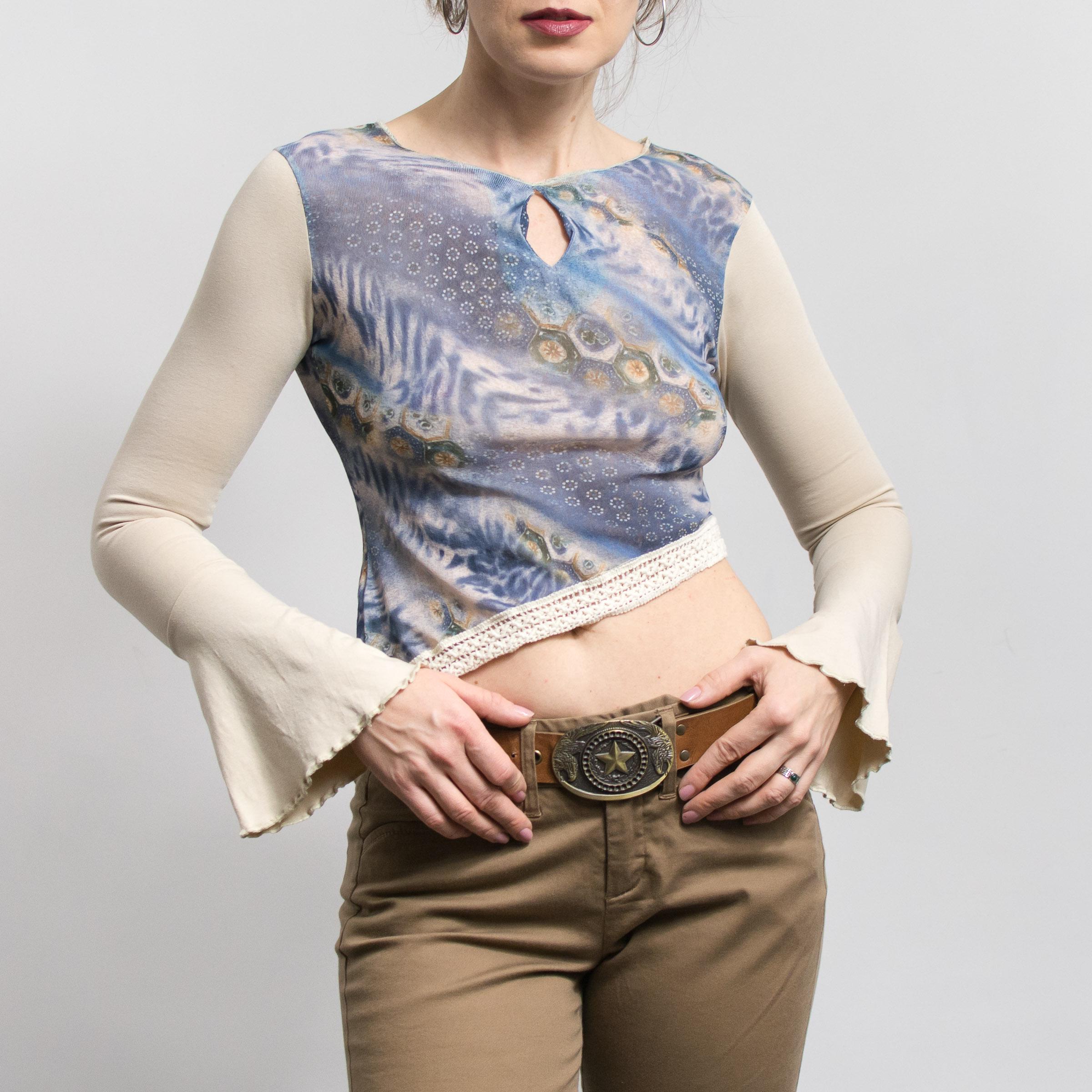 Y2K Asymmetric Crop Top Fairycore Hippie Bell Sleeve S - Etsy