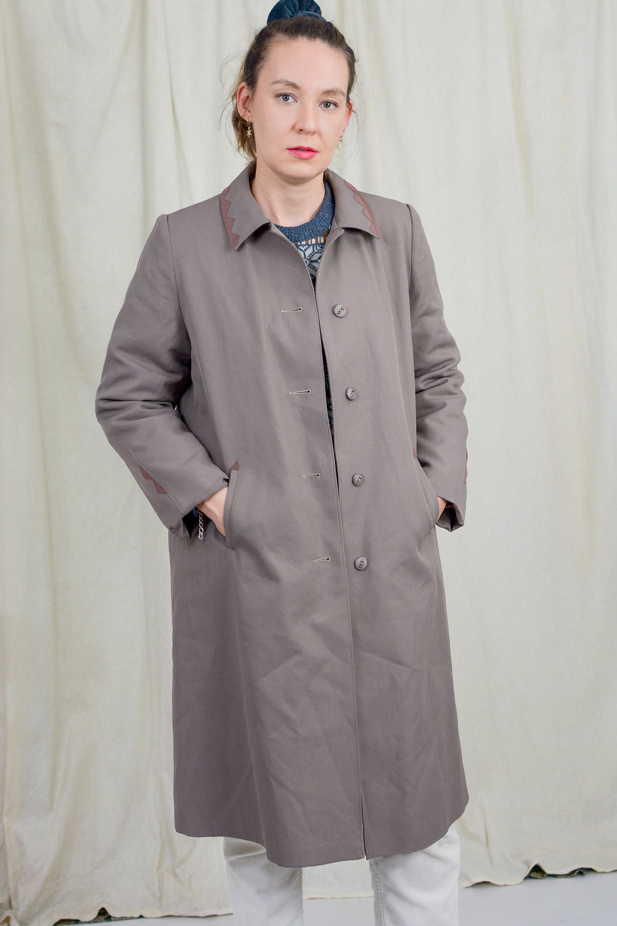 Dannimac trench vintage women gray coat lined spring coat | Etsy