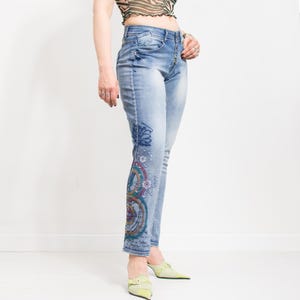 Jeans DESIGUAL Y2K ricamati Vintage vita bassa boyfriend fit taglia donna M/L