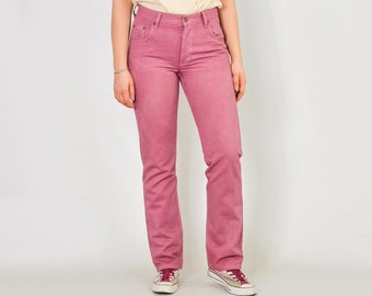 EROE da jeans Wrangler viola pantaloni hipster di gamba a forma di pantaloni Vintage lampone unisex anni 90 M/L