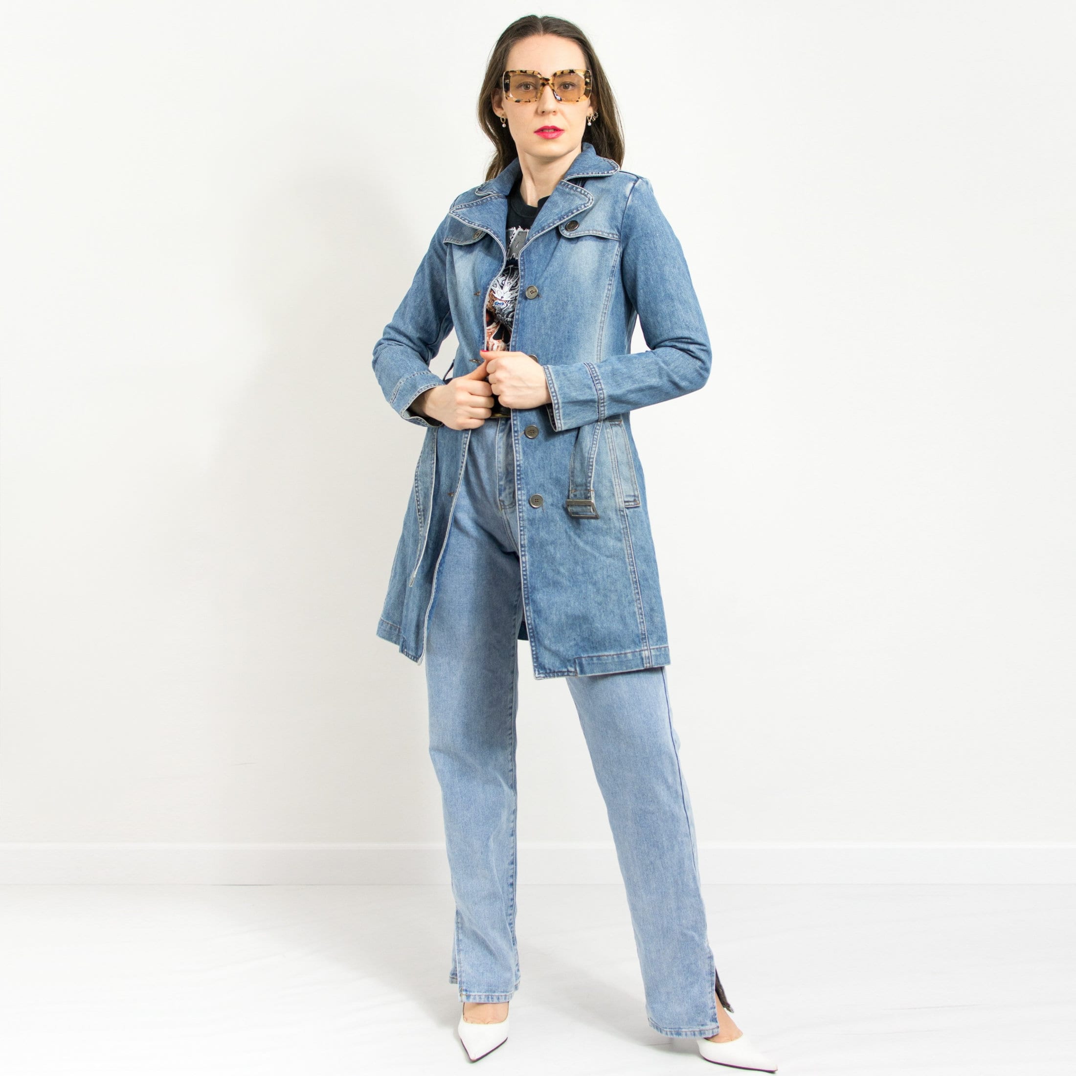 Denim Coat With Patches Rockabilly Winter Coat Denim Jacket With