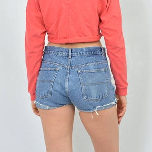 Distressed shorts vintage acid wash cutoffs classic blue cut off jeans High waisted rocker festival women XL image 6