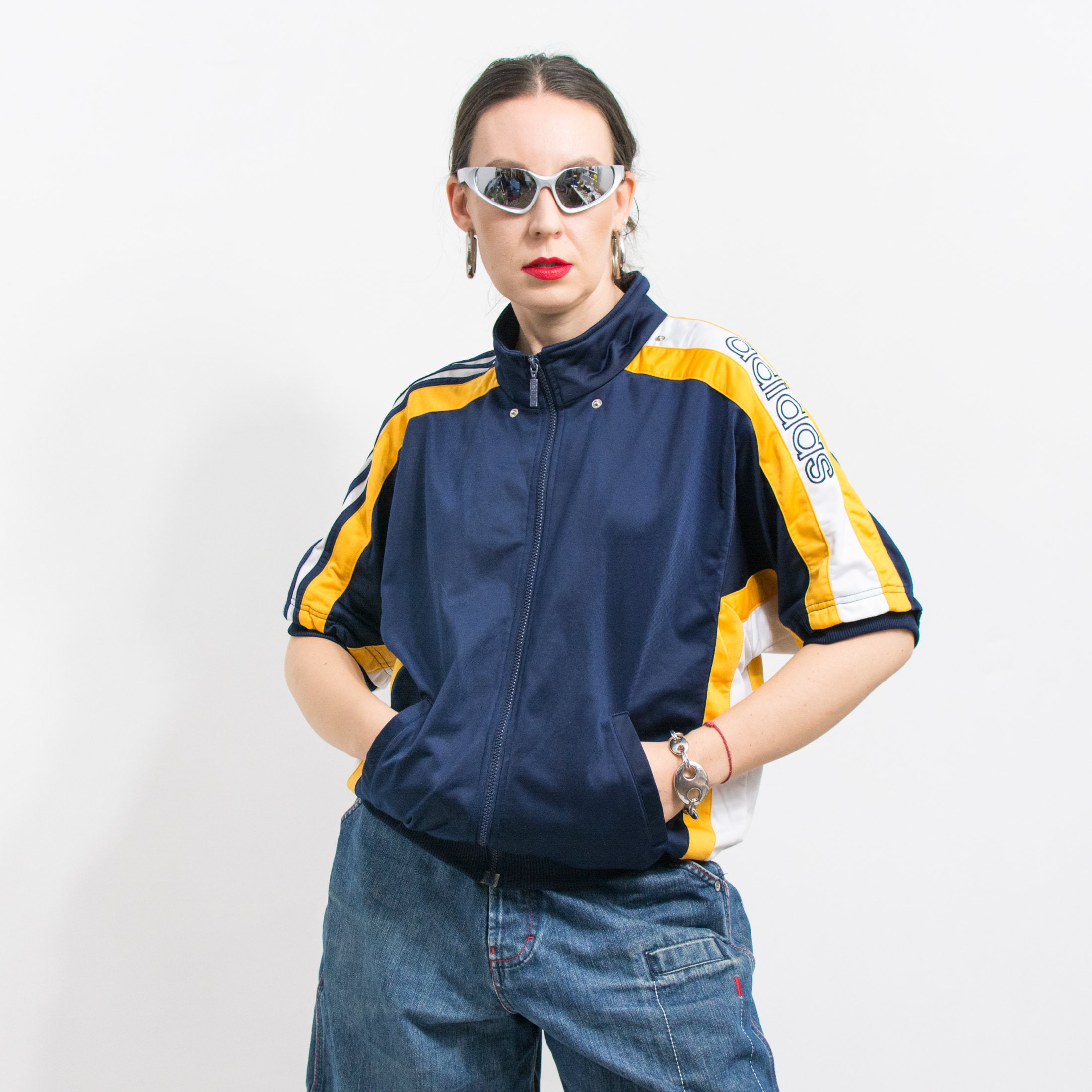 Adidas 90's tracksuit top Vintage short sleeve track jacket