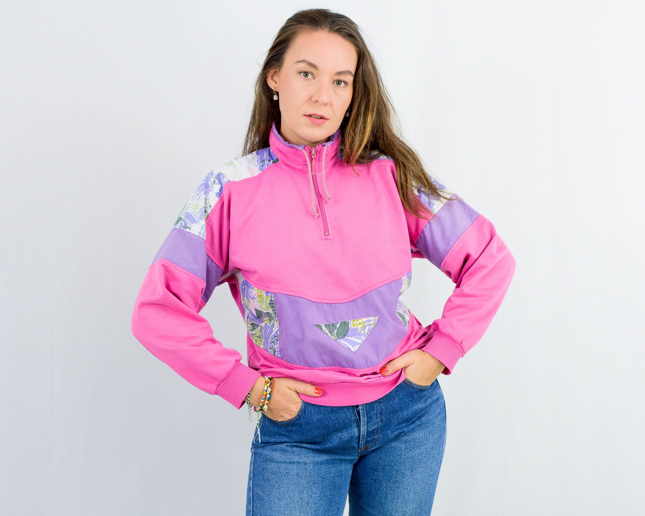 Chándal rosa top sudadera vintage 90s chaqueta mujer - Etsy España
