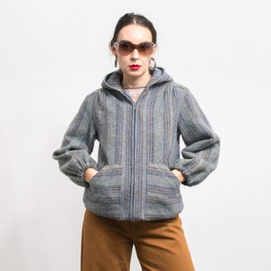 Vintage wool jacket hooded bomber women size M