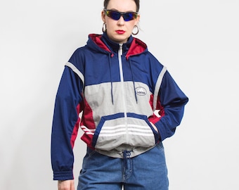 Vintage 90's Adidas Plush Track Jacket Full Zip Retro Style